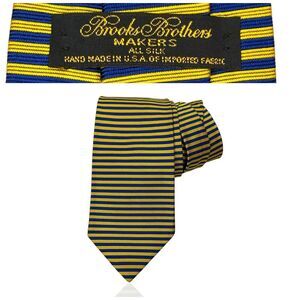 BROOKS BROTHERS 100% Imported Silk Striped‎ Tie Blue Yellow 57" Made In USA